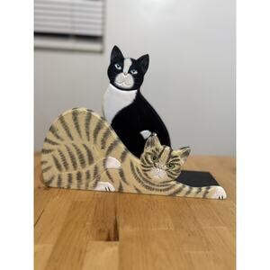 Vintage Wood Hand Painted Cat Kitten Napkin Envelope Holder